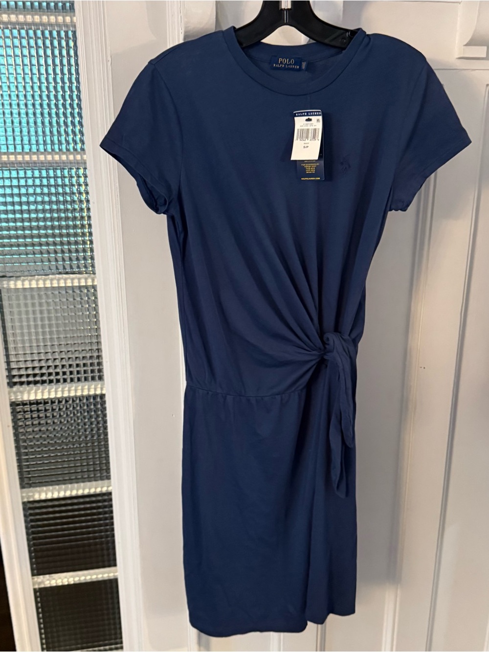 Polo Ralph Lauren Women’s Wrap T-Shirt Dress Navy Blue Tie Waist Sz S/P NWT - Picture 4 of 14